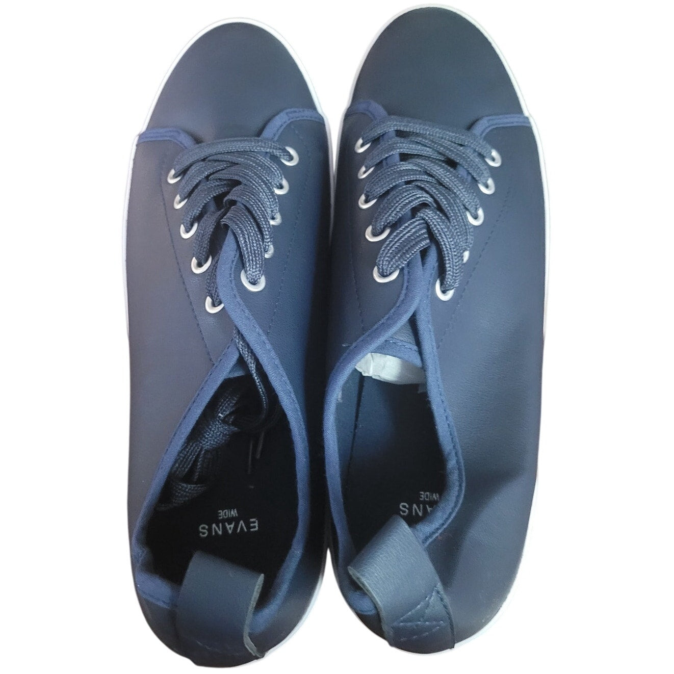 EVANS Women’s Navy Sneaker – Wide Fit, Metallic Sheen, Size 10W