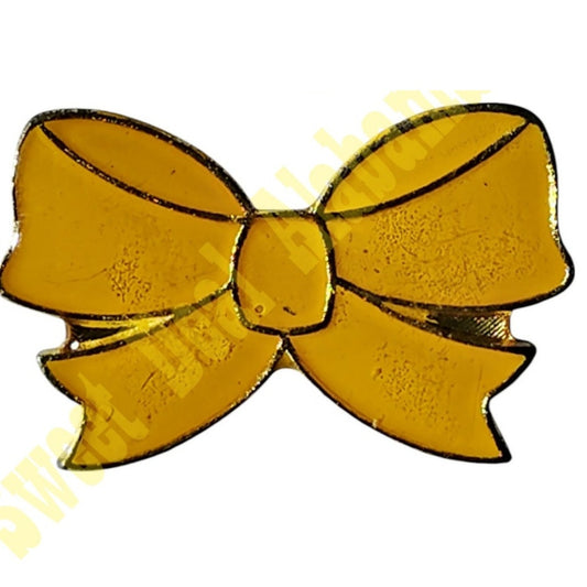 Vintage Yellow Ribbon Brooch, Hat, Lapel or Pin 5/8"H x 1"W w/ Metal Clutchback