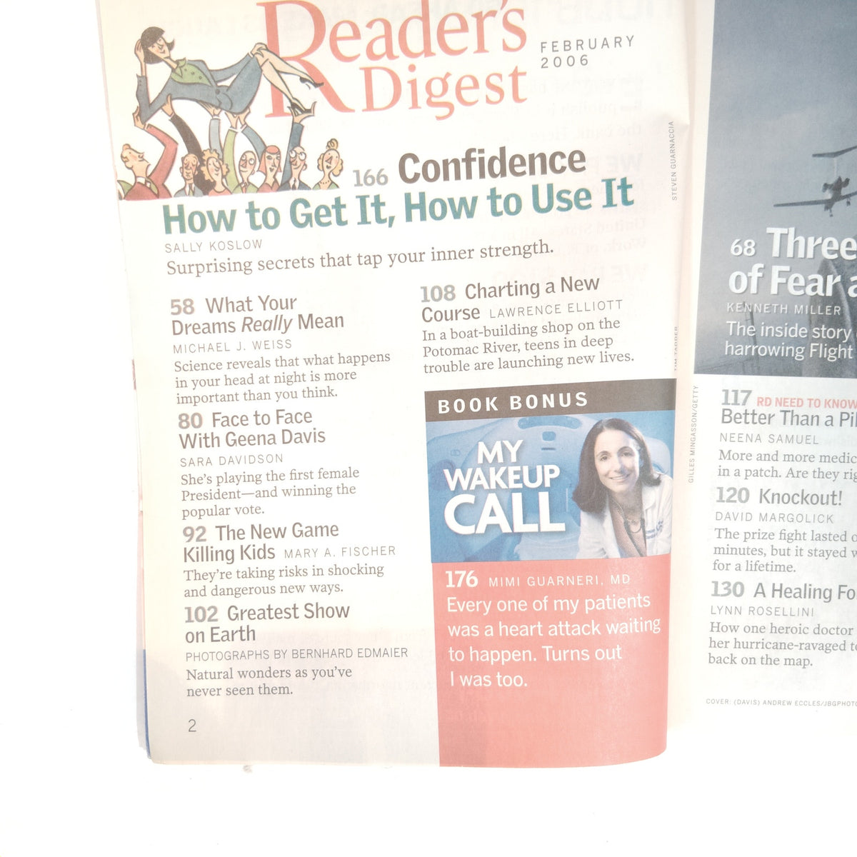 Reader's Digest February 2006 Magazine - Geena Davis Cover, C.F. Payne Art