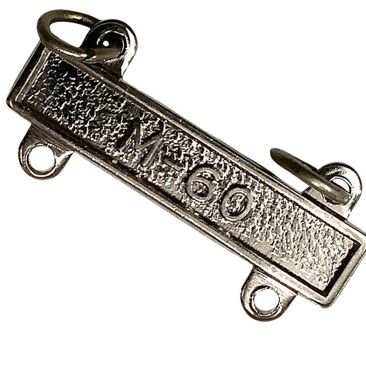Military Qualification Bar, M-60, Silver Text and Silver Background 1/2"H x 1"W