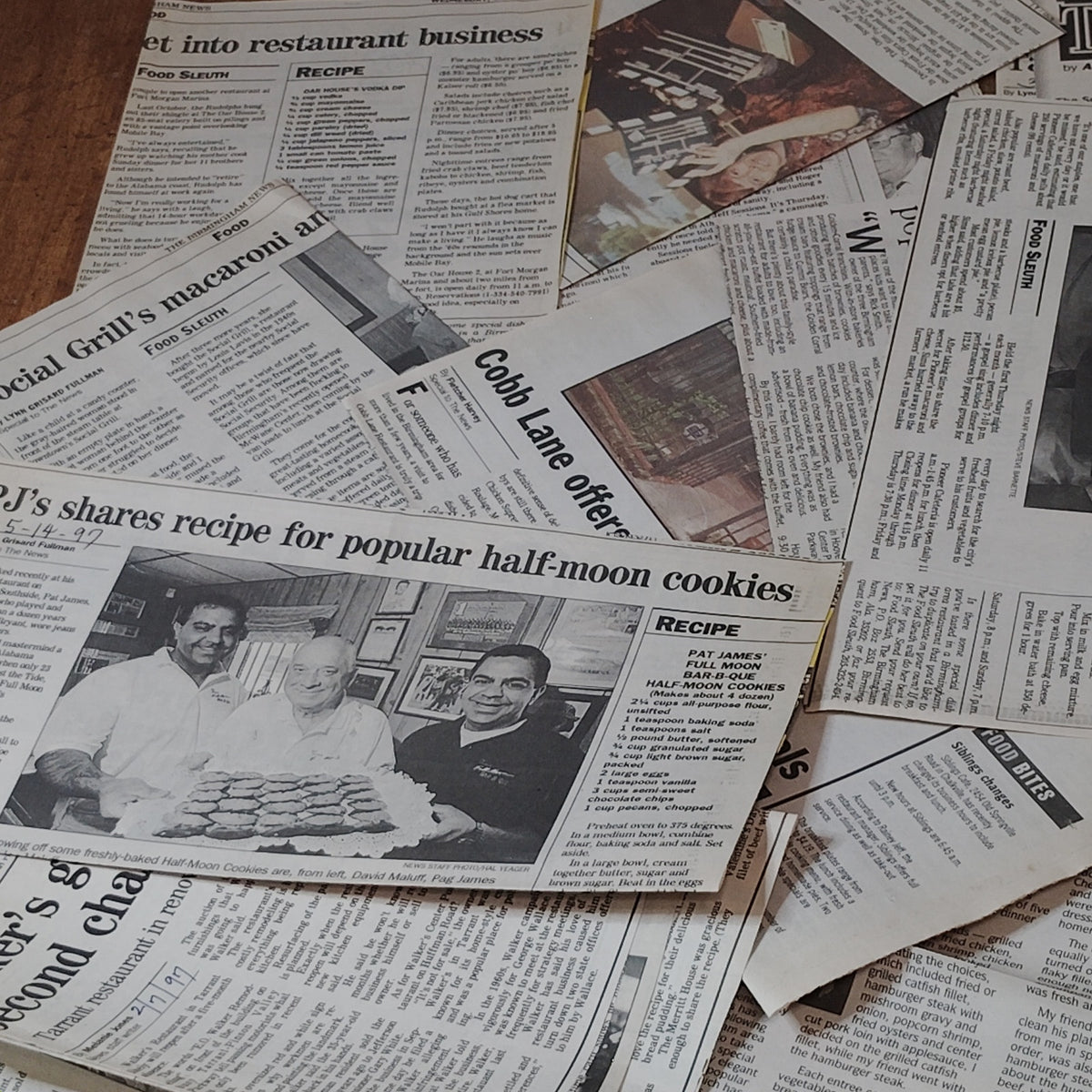 90s Alabama Restaurant Newspaper Clippings Ephemera Collection - Local History