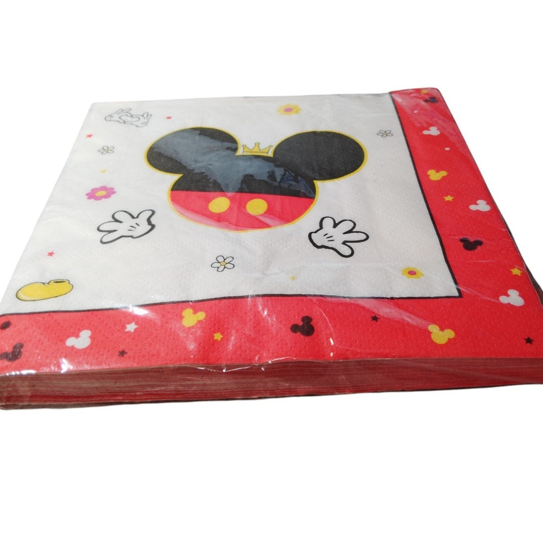 Mickey-Inspired Happy Napkins – 25-Pack, Red & Black Cartoon Party Tableware