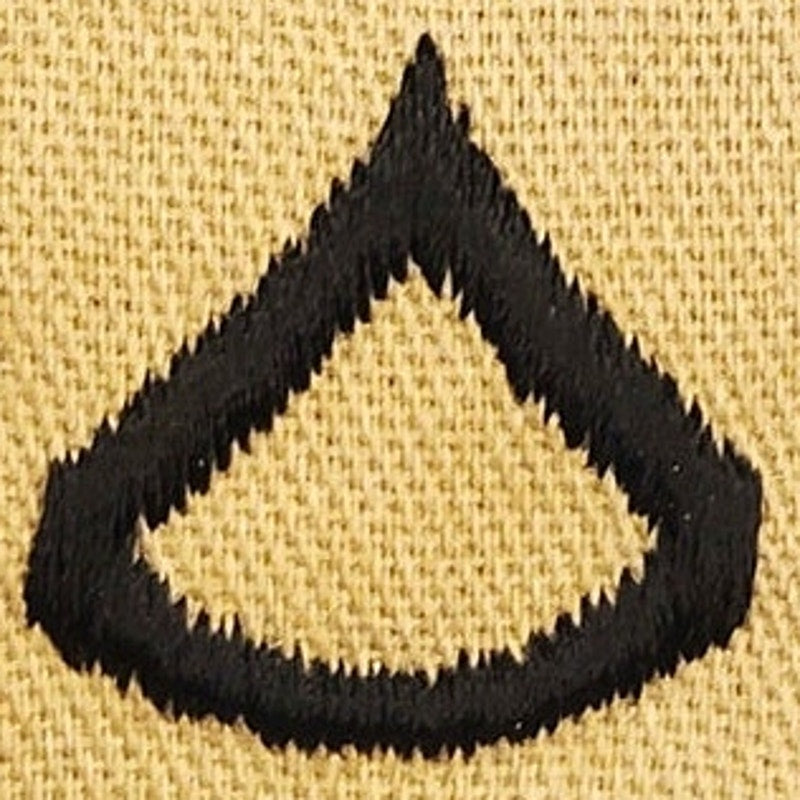 US Army PFC E‑3 Rank Patch Pair Desert Tan w/ Black Embroidery 4‑1/4" × 2‑1/4"