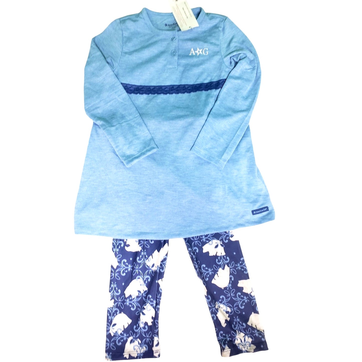 American Girl, 6, Polar Bear Pajama Set, Blue, 6, NWT