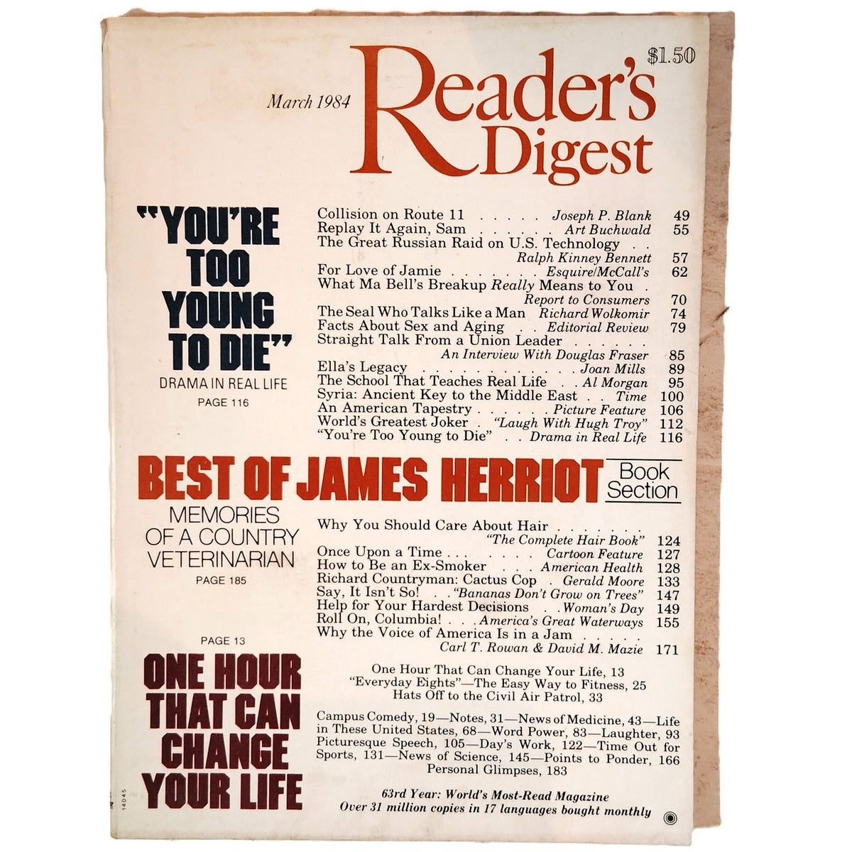 Reader's Digest March 1984 Magazine Back Issue - Best of James Herriot