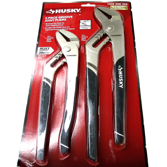 Husky 2-Piece Groove Joint Pliers Set 10 in. & 12 in. Tongue & Groove