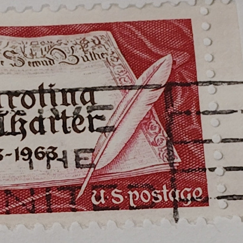 1963 Scott #1230  5¢ Carolina Charter Tercentenary / Quill & Document – Canceled