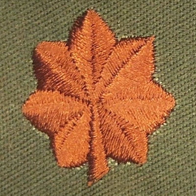 US Army Major O‑4 Rank Insignia Pair Gold Leaves on ODG Twill – Folded Twill