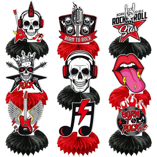 1950s Rock & Roll Party Decorations 16‑Pc Honeycomb Centerpieces & Table Toppers