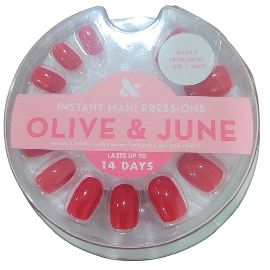 Olive & June Press-On Fake Nails – XS Round – I Like It Spicy – 42ct
