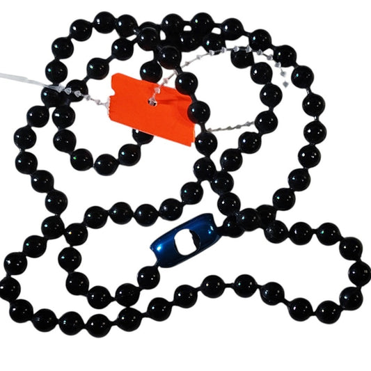 6.5mm Oversized Military Dog Tag Chain Black w/ Blue Connector 30" Length