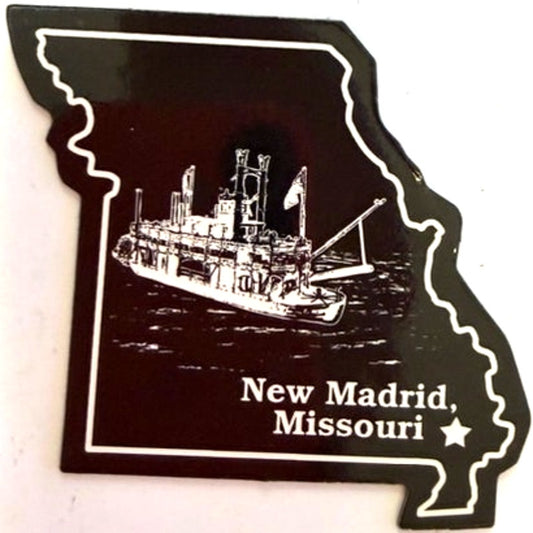 New Madrid Missouri Steamboat Silhouette Magnet State Outline 3" × 3"