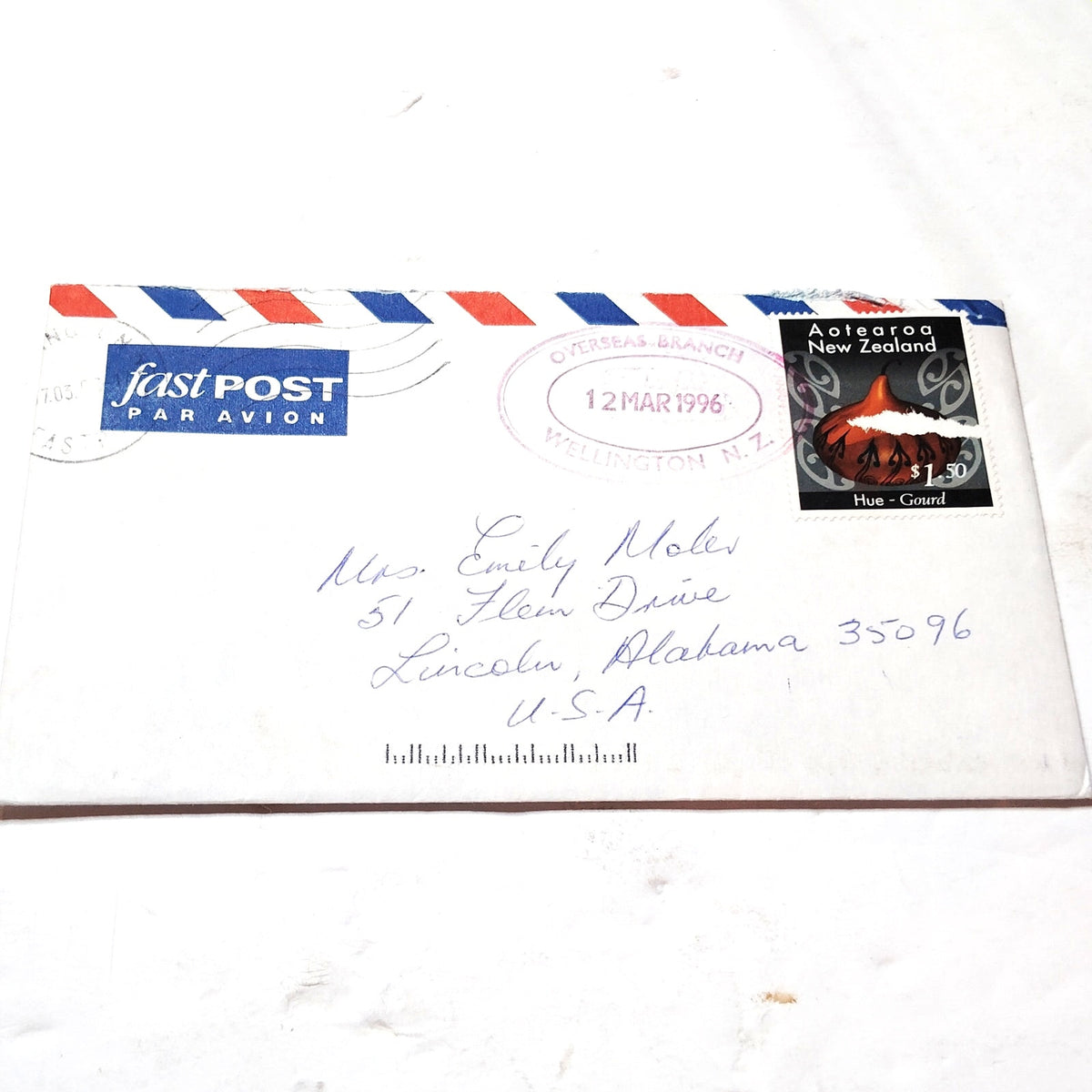 New Zealand 1996 Aotearoa Hue-Gourd $1.50 Stamp Airmail Wellington Cover