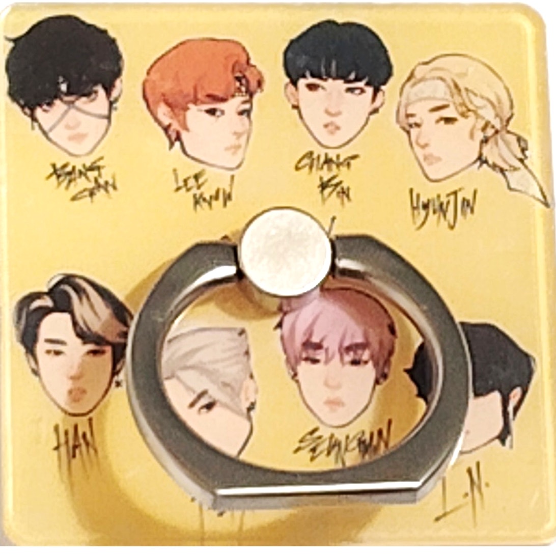 Stray Kids SKZOO Acrylic Face Keychain & Phone Ring Holder Character Set