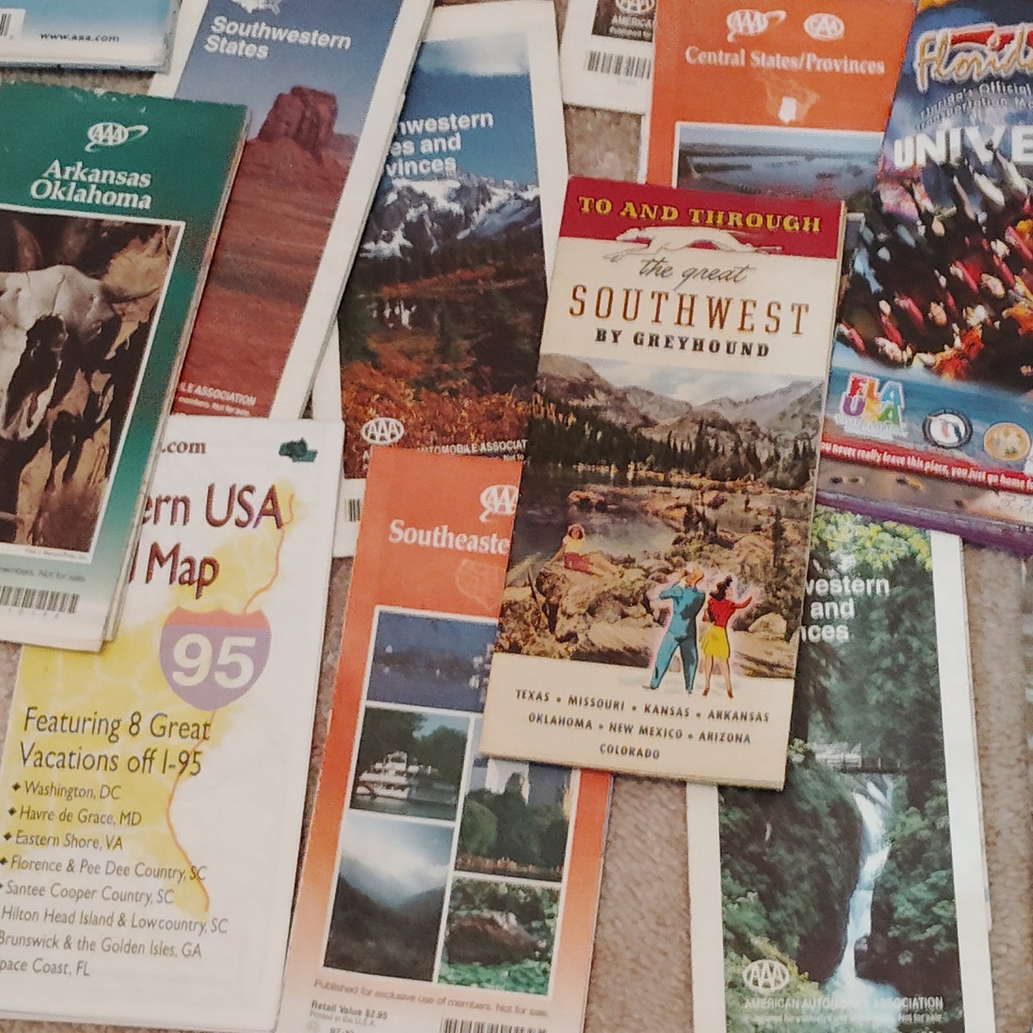 1950s–1970s USA Travel Maps Ephemera Lot Greyhound AAA Sierra Club 3‑1/4 Lbs