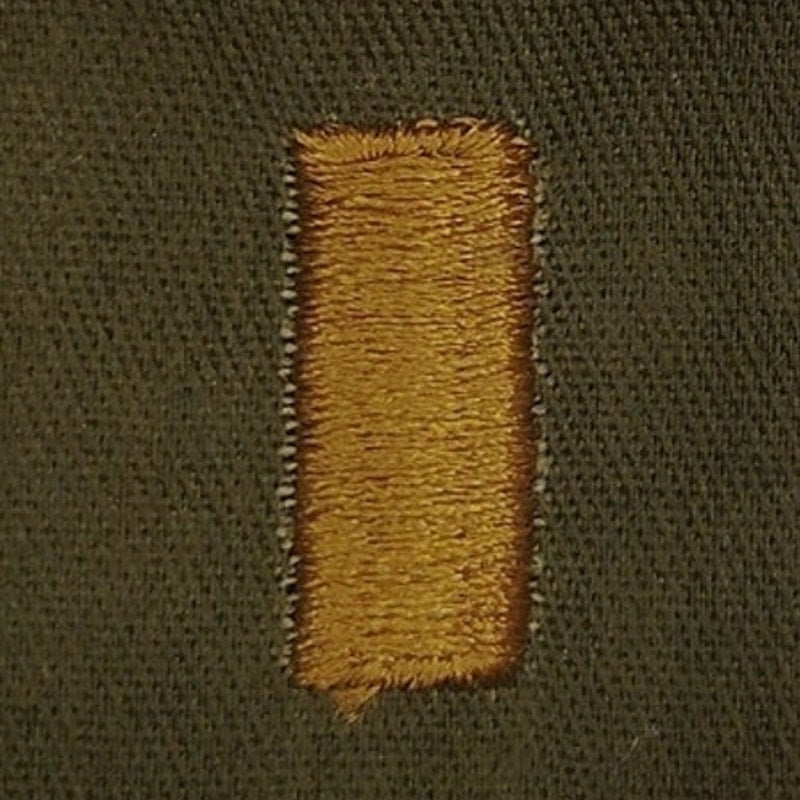 Vintage US Army 2LT O‑1 Subdued OD Green Rank Patch 2‑1/8" × 1‑1/2" Sew‑On