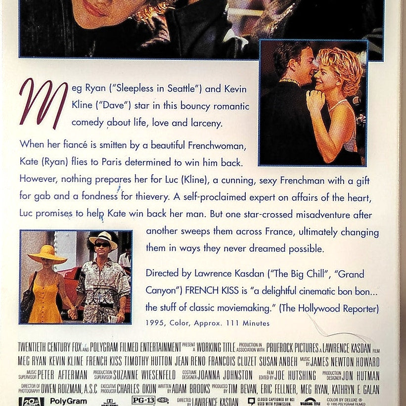 French Kiss VHS 1995 Meg Ryan Kevin Kline Romantic Comedy Lawrence Kasdan Fox