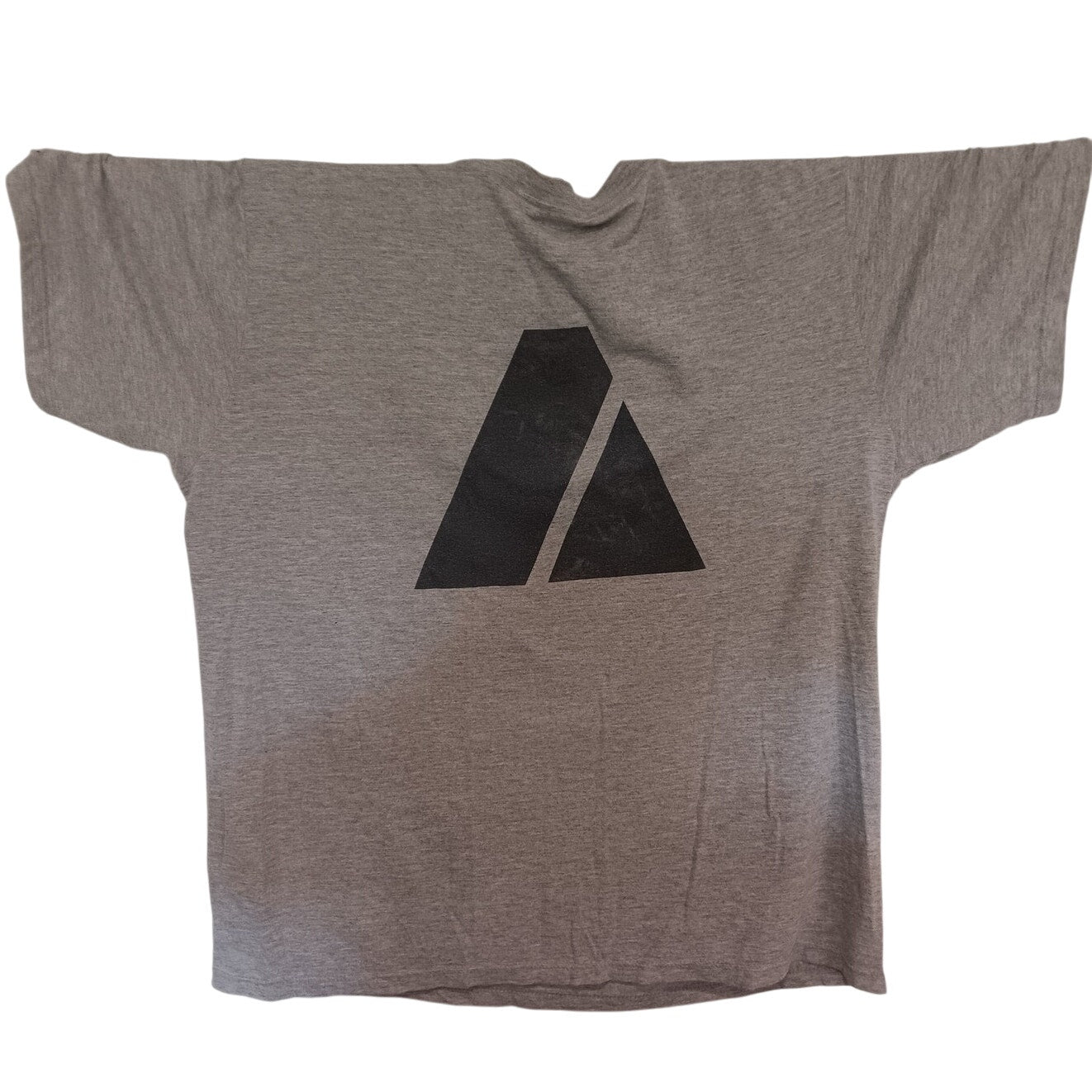U.S. Army Gray PT Shirt - Large - ARMY Text Front & Pyramid Emblem on Back -EUC