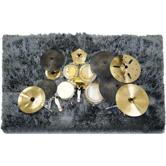 Aucuda 6'x9' Fluffy Drum Set Rug, Thick Mat for Electric Drums, Soft Gray Carpet