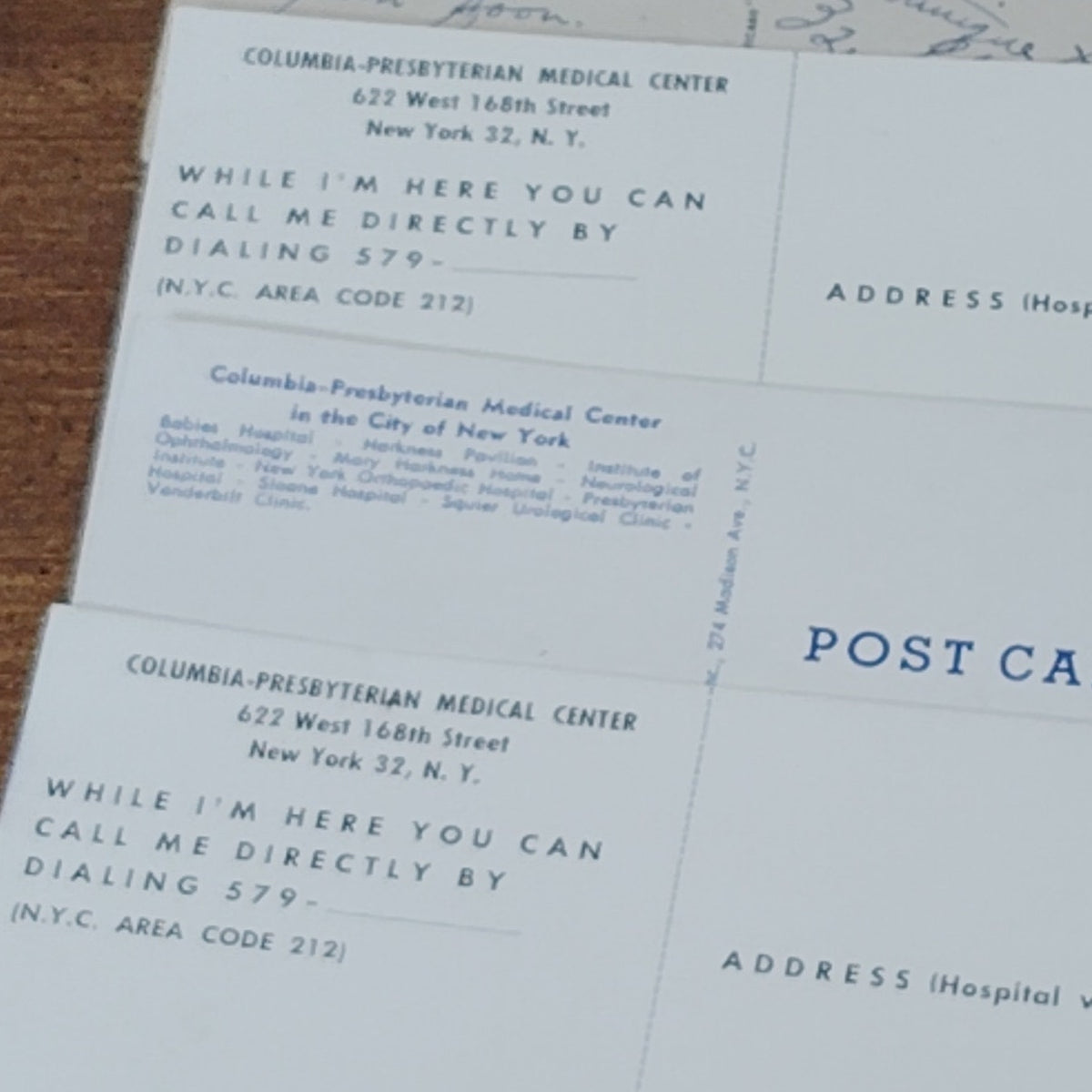 4 Vintage New York Postcards - Columbia-Presbyterian Medical Center & Comical