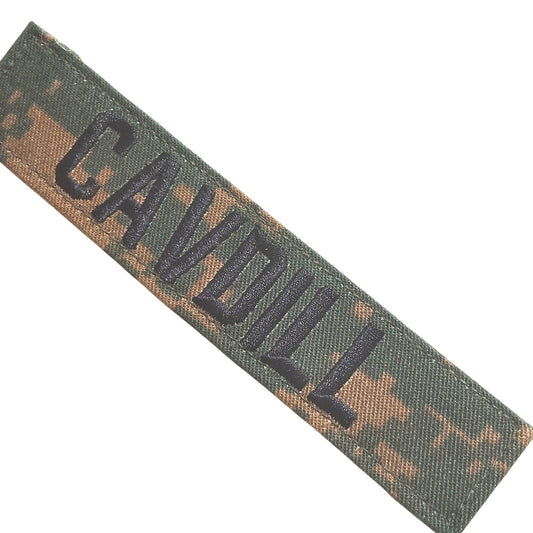 Name Tape “CAVDILL” – Woodland MARPAT – 5" × 1" Hook Back Novelty Patch