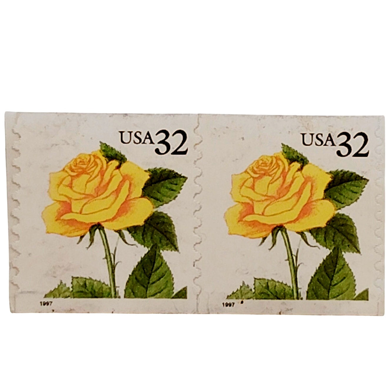 Vertical Pair – 1996 USA 32¢ Yellow Rose MNH Scott 3049/3054 – Flora & Fauna