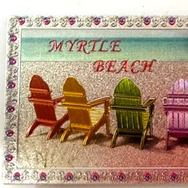 Myrtle Beach Acrylic Magnet Rainbow Beach Chairs 4" × 2" × 1/4"