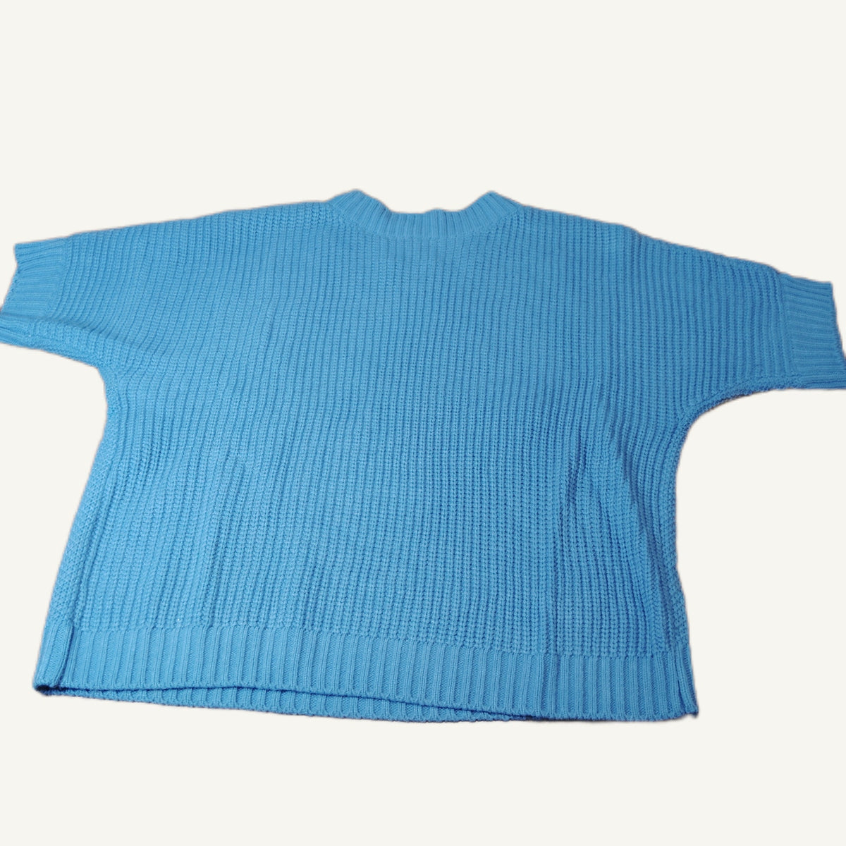 Blair Women's Blue Waffle Knit Pullover Sweater Top - Size L