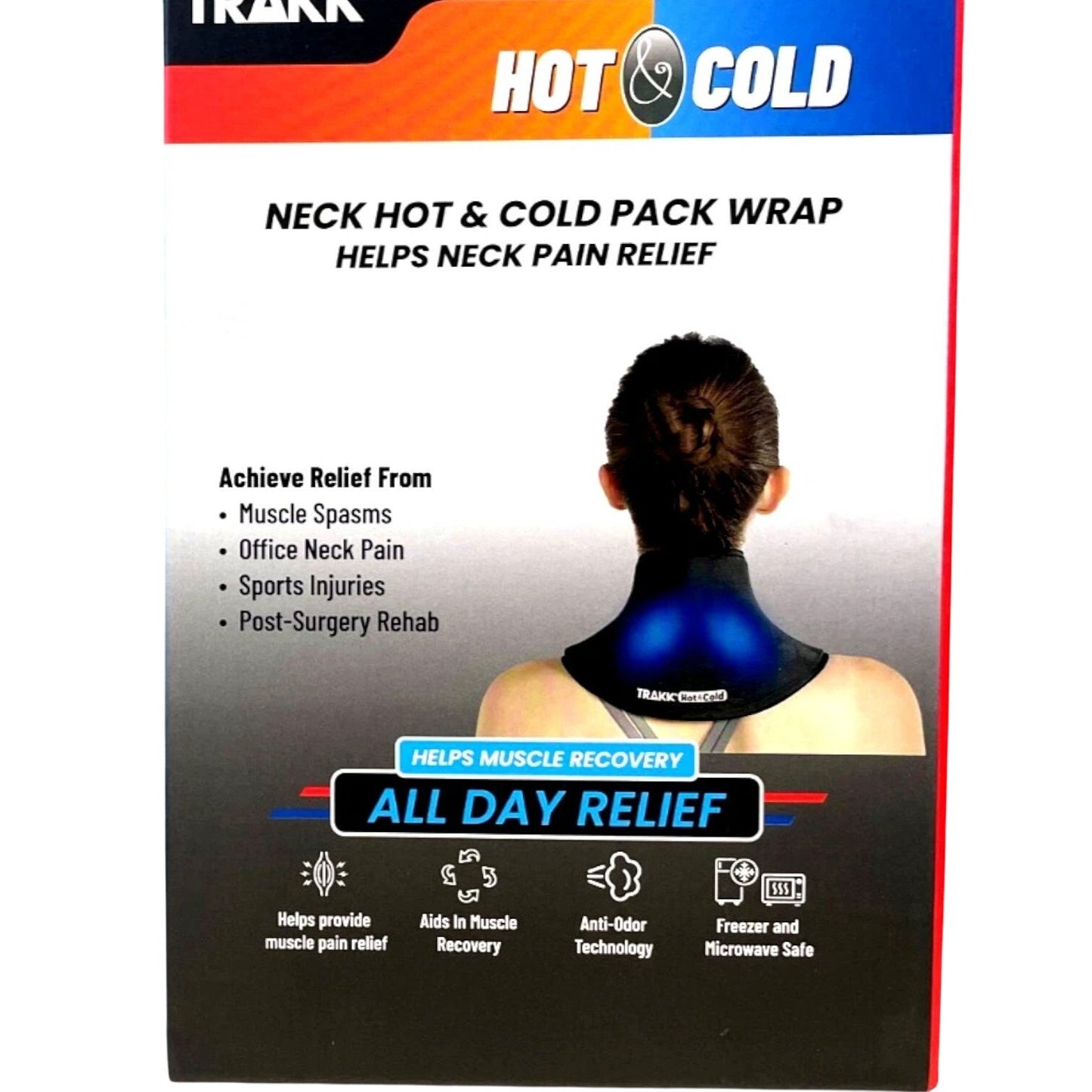 TRAKK Hot/Cold Pack Neck Wrap – Black, Reusable Therapy