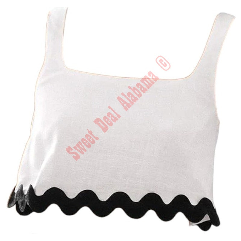 Summer Beach Top or Casual Sleeveless Cropped Tank Top, Size S