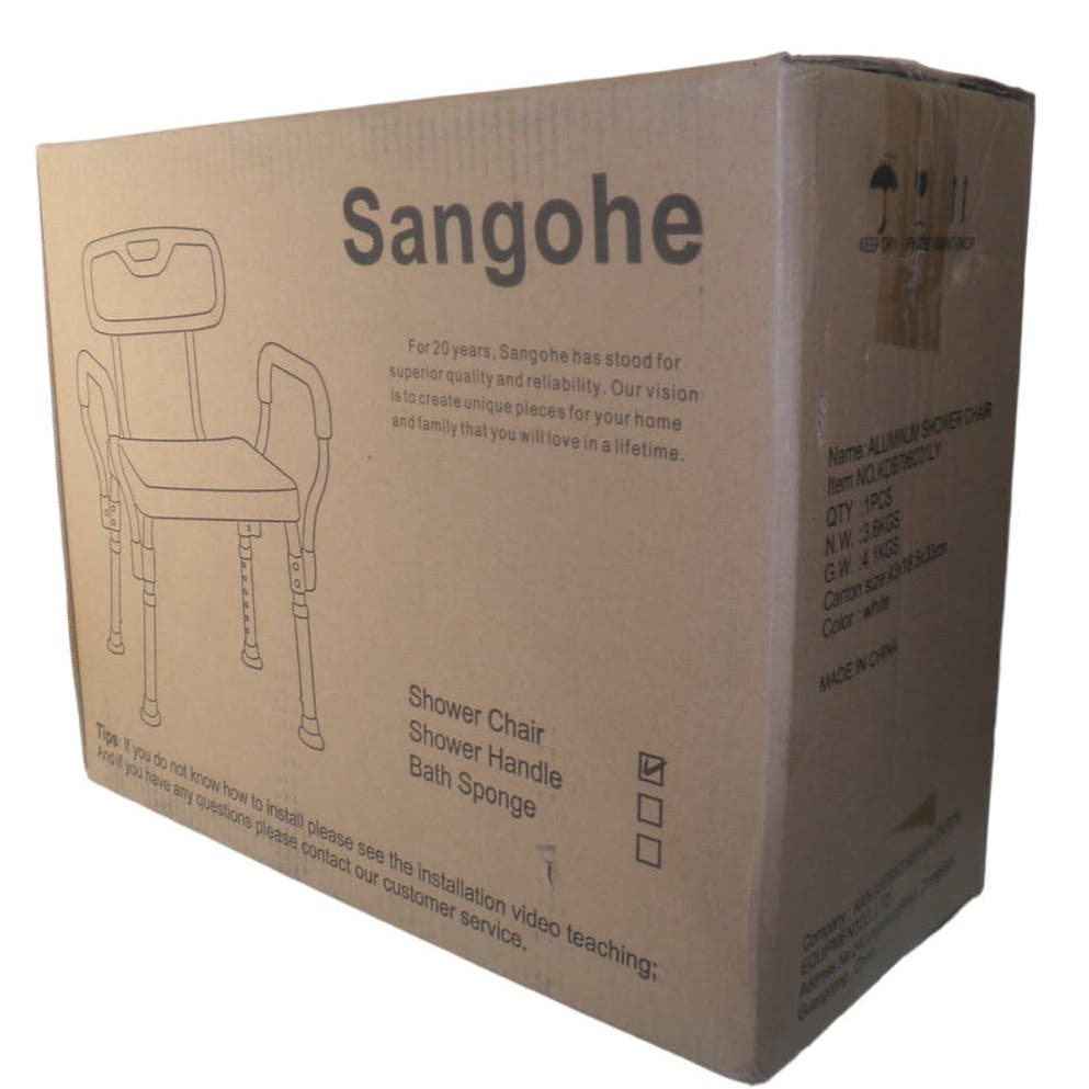 Sangohe Bath and Shower Chair,  Aluminum Frame, No Corrosion, Adjustable Height