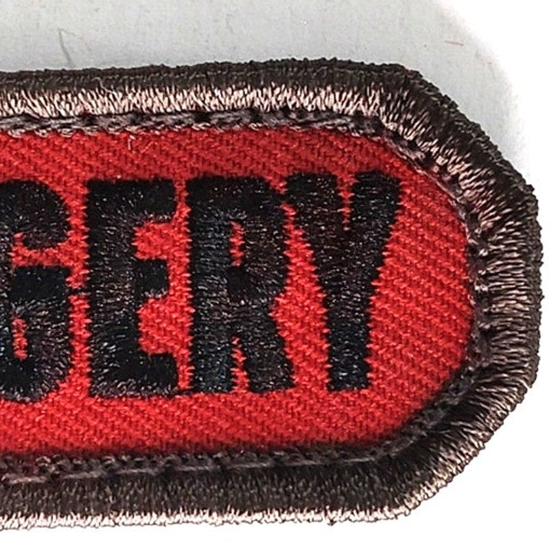 STRATEGERY Morale Patch Novelty Embroidered Black on Red 3" × 1‑1/8" Hook Back