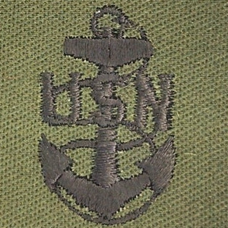 US Navy E-7 Chief Petty Officer Parka Rank Tabs – Black on ODG Twill – Pair