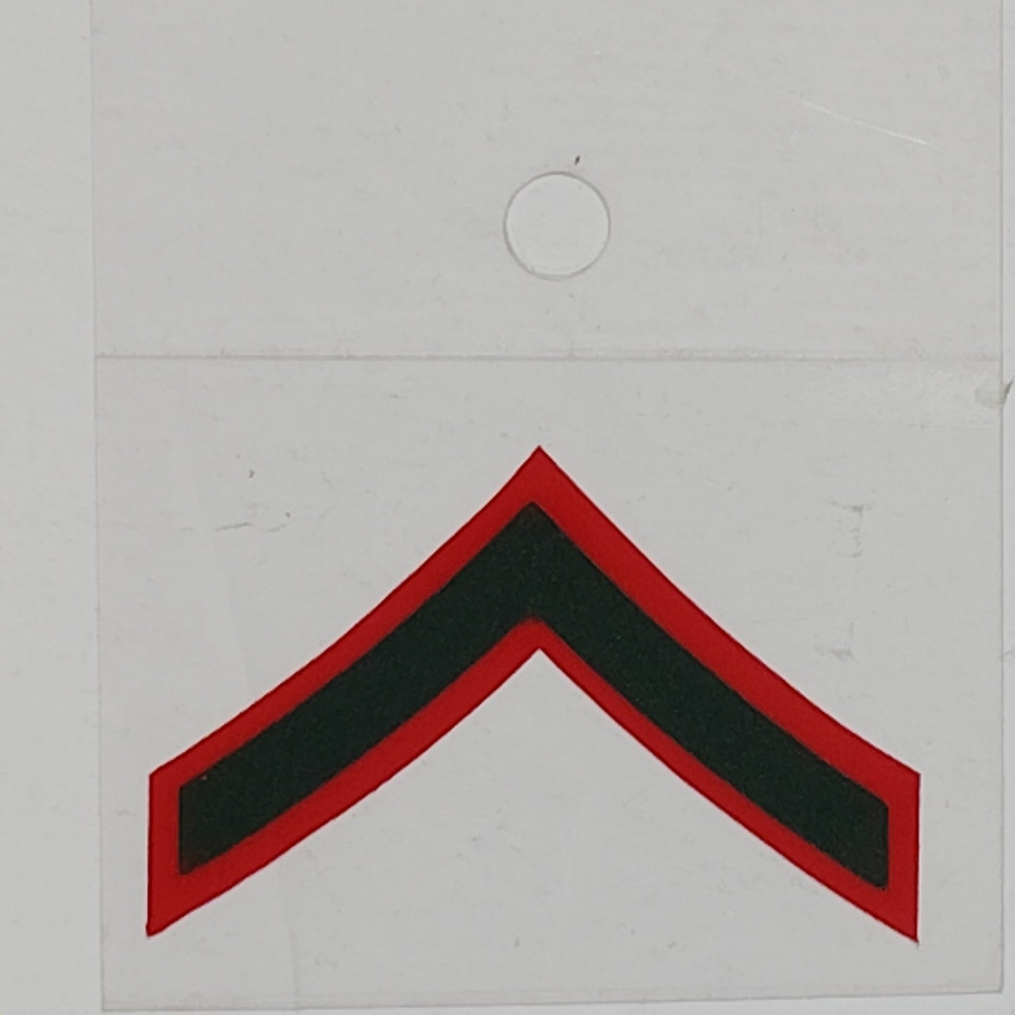 USMC Private First Class (E-2) Decal  2" x 1.25" Mylar Vinyl, Red & Green, DE2‑M