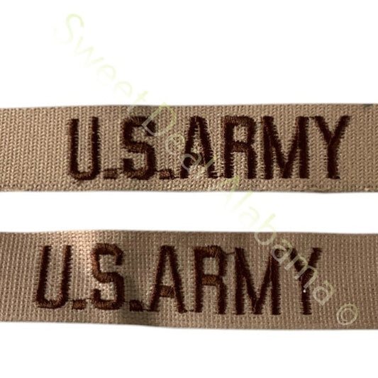 2-Pack Embroidered "U.S. Army" Uniform Name Tape, Khaki Coyote Tan, 1 in.
