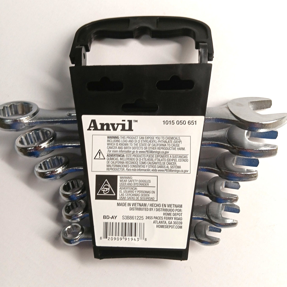 Anvil 6-Piece Metric Combination Wrench Set Chrome Plated 8-19mm w/ Case