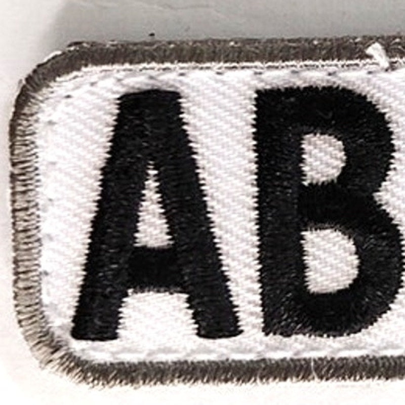 AB‑ NEG Blood Type Tactical Patch Subdued Blk/Red on White 2‑1/8" × 1" Hook Back