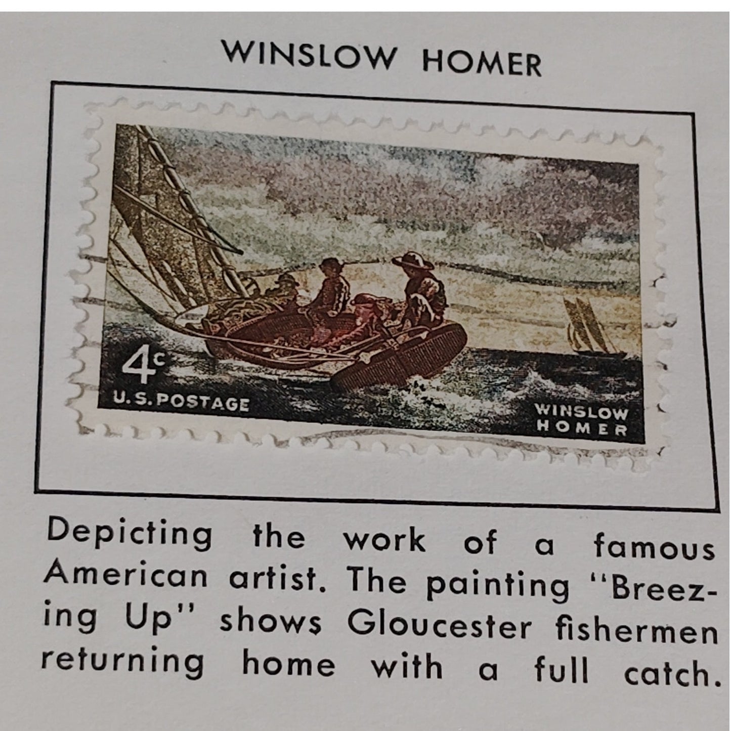 1962 Scott #1205 – 4¢ Winslow Homer / Breezing Up – Canceled