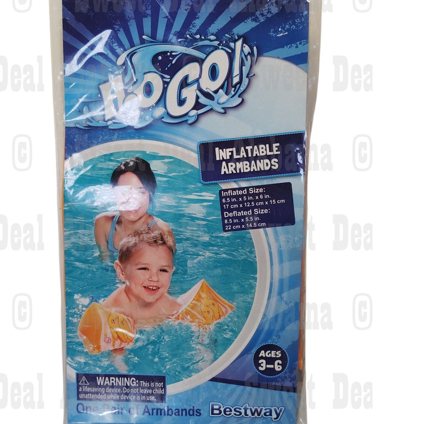Kids Armbands Floaties, Dolphins, Ages 3-6, 6.5" x 5" x 6" Inflated, H2O Go!