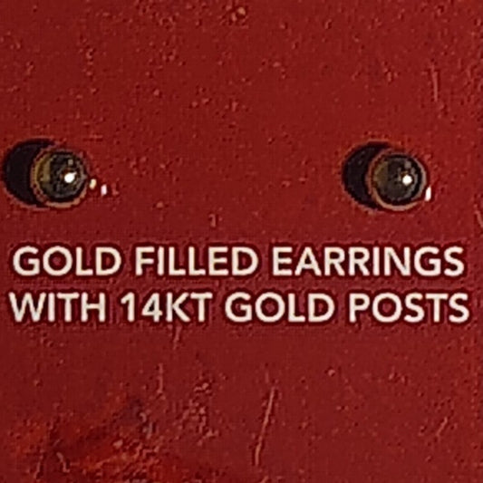 Earrings, Gold Filled, Bright Yellow Gold, 6mm 14 KT Gold Post Earrings, NIP