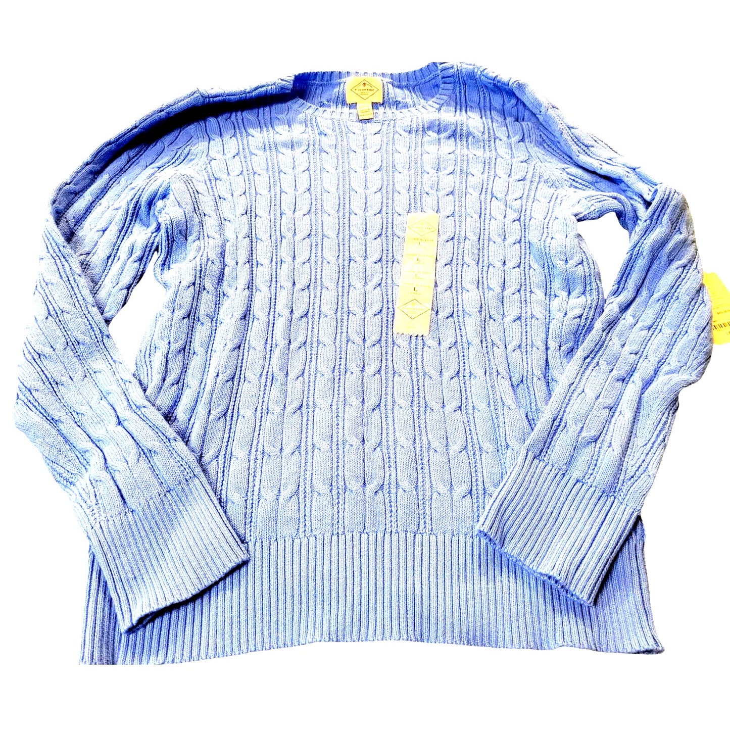 St. John's Bay Women's Crew Neck Long Sleeve Pullover Sweater, Blue, L (12-14)