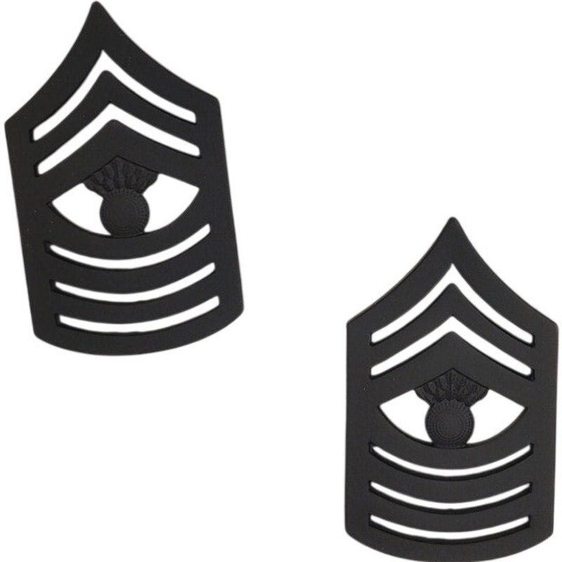 Pair USMC Master Gunnery Sergeant E‑9 Subdued Metal Rank Insignia 7/8" × 1‑1/2"