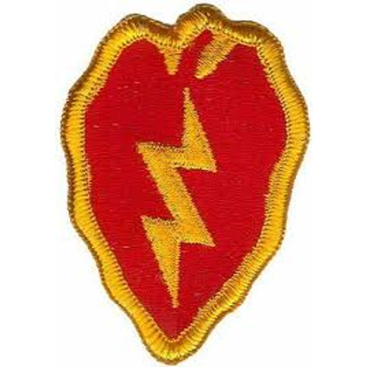 U.S Army 25th Infantry Division Patch – Tropic Lightning, Hook Back, 3" × 1‑7/8"
