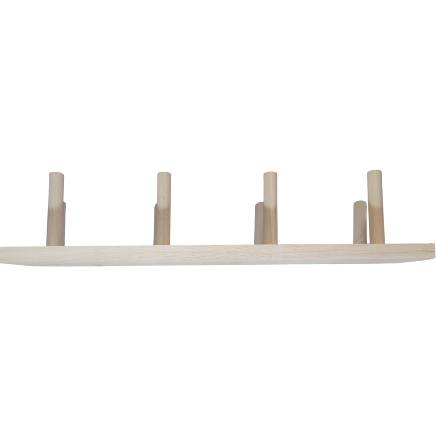Two (2) Natural Wood Wall-Mounted Coat Rack – 4 Pegs – 13" x 3" x 3"