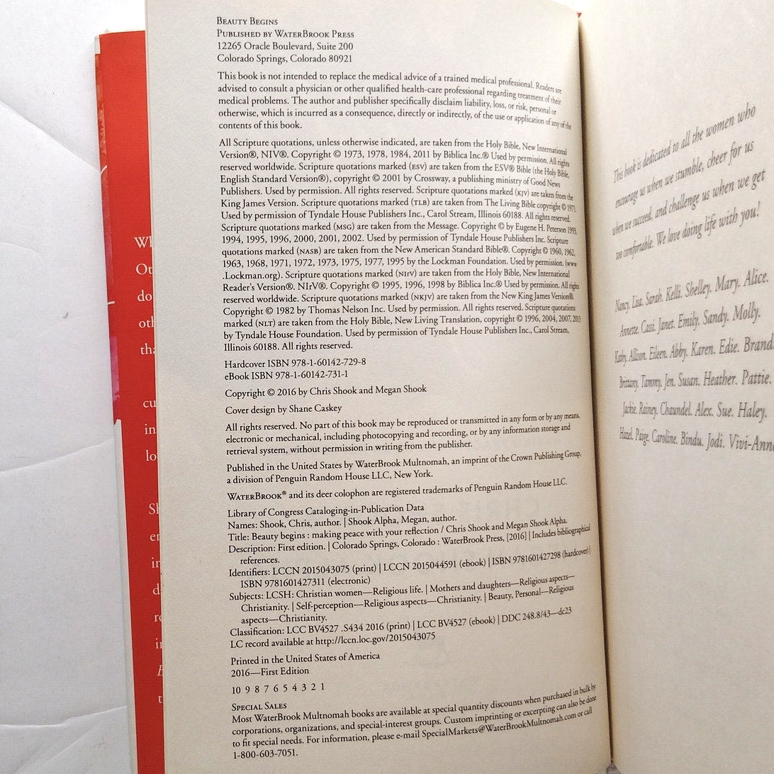 Beauty Begins  Making Peace with Your Reflection Hardcover Like New