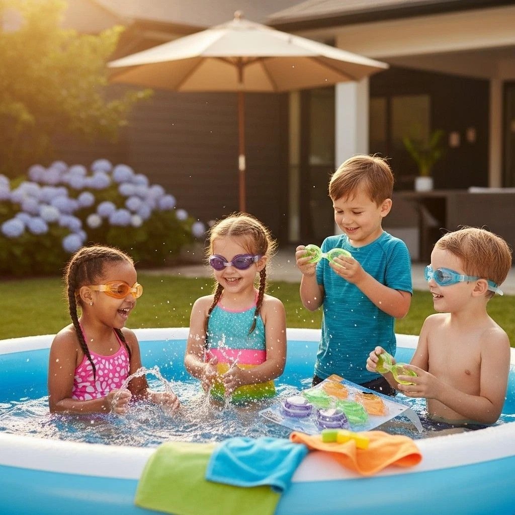 Swim Gear Child Goggles 4‑Pack – Adjustable, Latex‑Free, Ages 4+