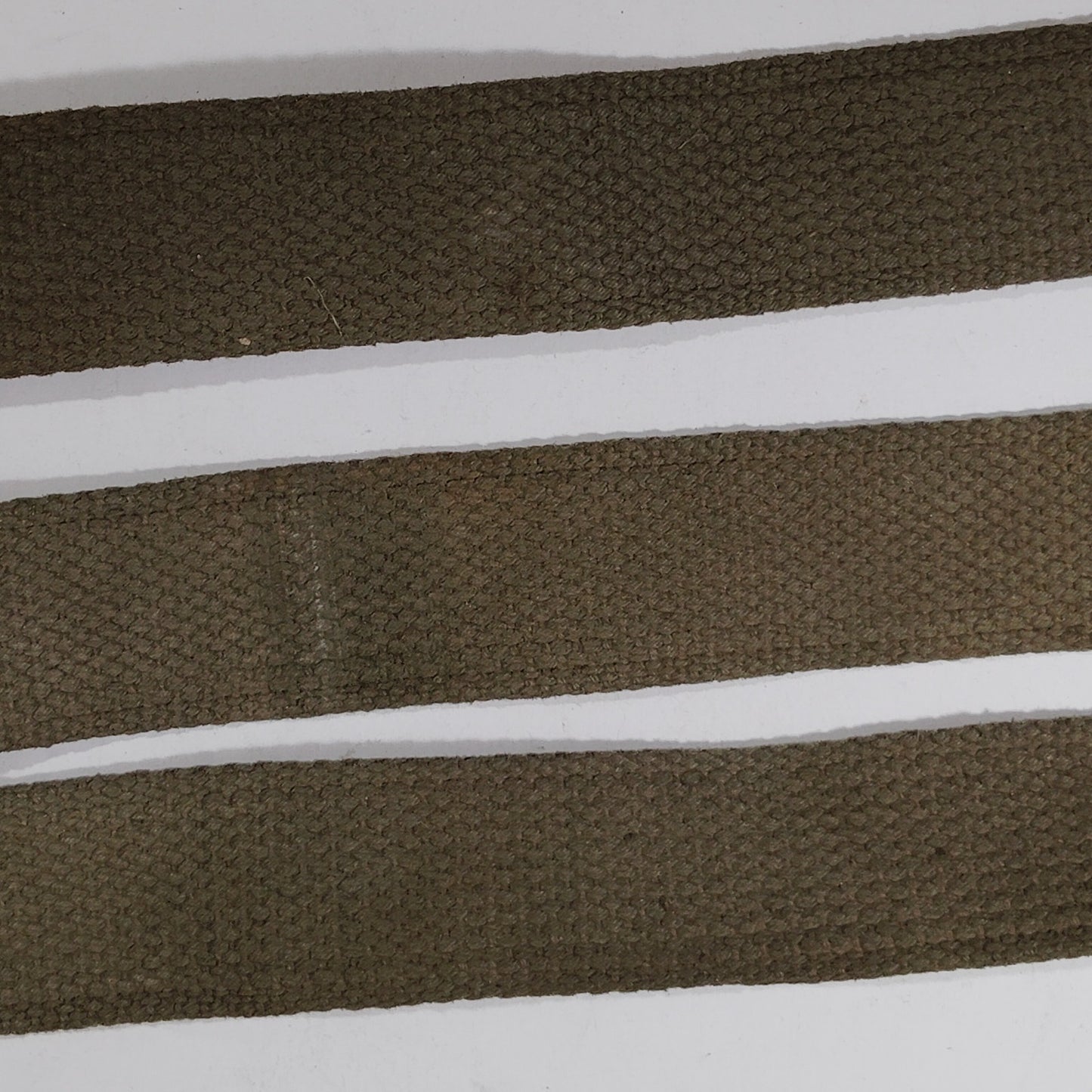 65" x 1-1/4" Military Green Webbing Belt – w/ Flat Buckle, Dimpled Metal Keeper