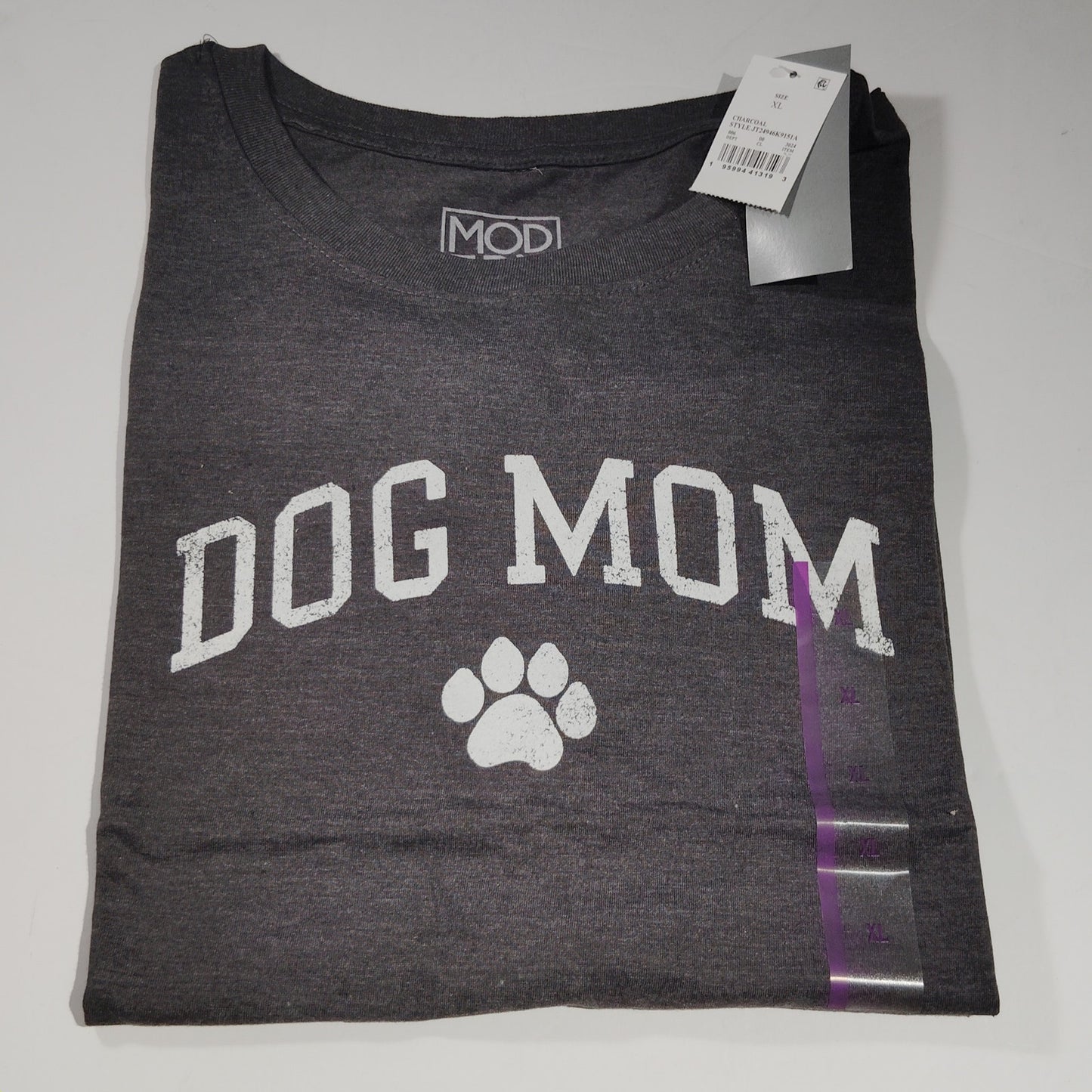 Dog Mom Graphic T-Shirt – Short Sleeve – Dark Gray – Size XL – Women’s