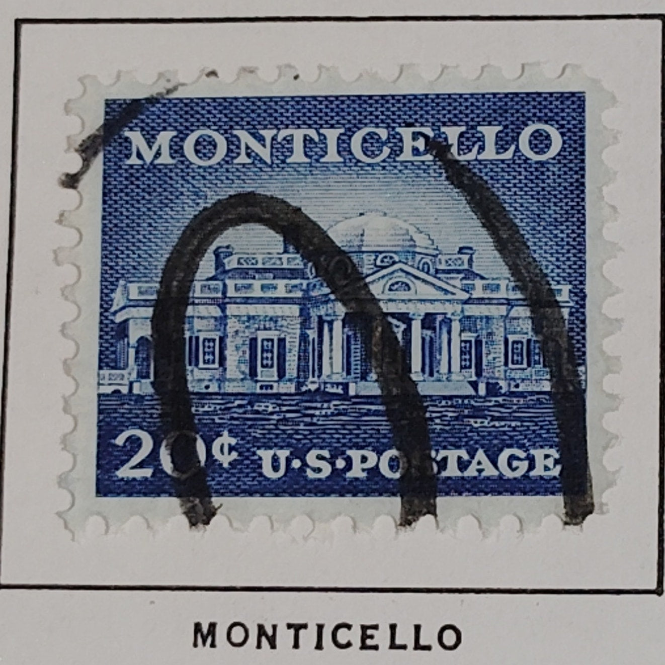 1956 20¢ Monticello Stamp, Liberty Series Scott #1045, Jefferson’s Home – UNESCO