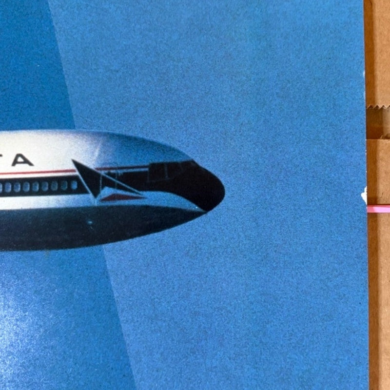 Vintage Delta L-1011 Plane Poster "Comfort on a Higher Plane" 1990s Blue 22x18"